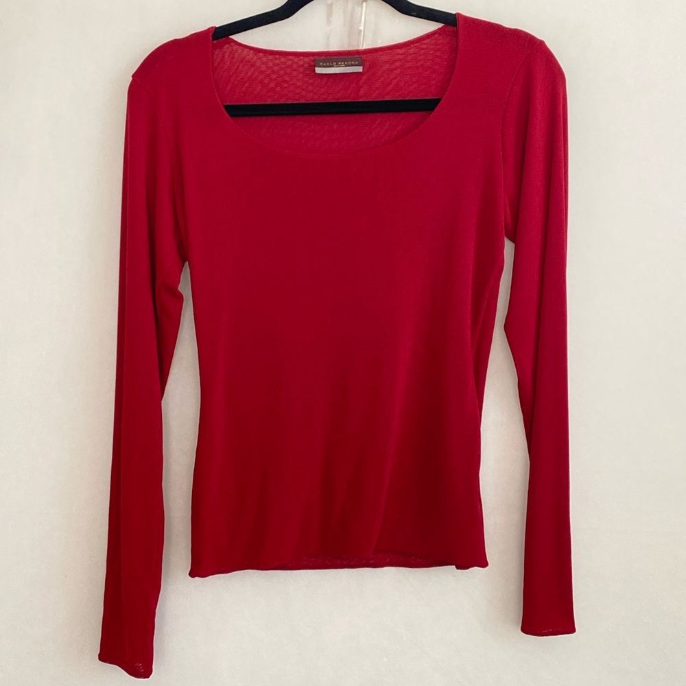 Paola Pecora Milano  Red Long Sleeve Top no size tag measurement   with stretch